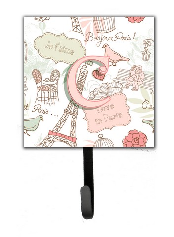 Letter C Love In Paris Pink Leash & Key Holder