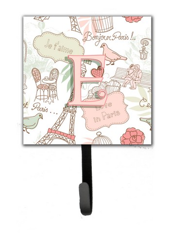 CJ2002-ESH4 Letter E Love In Paris Pink Leash & Key Holder