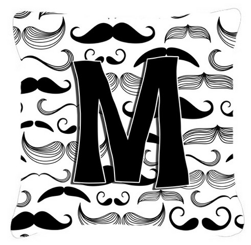 Letter M Moustache Initial Canvas Fabric Decorative Pillow