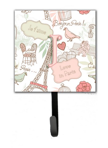 Picture of Carolines Treasures CJ2002-JSH4 Letter J Love In Paris Pink Leash & Key Holder