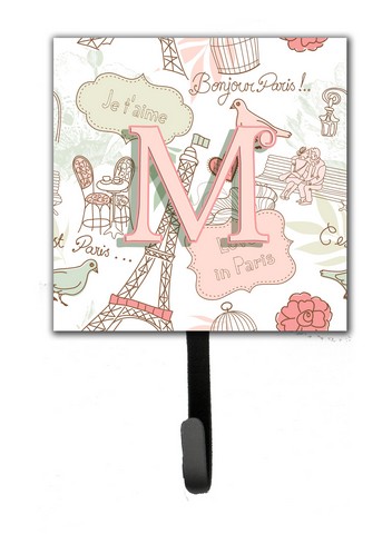 CJ2002-MSH4 Letter M Love In Paris Pink Leash & Key Holder