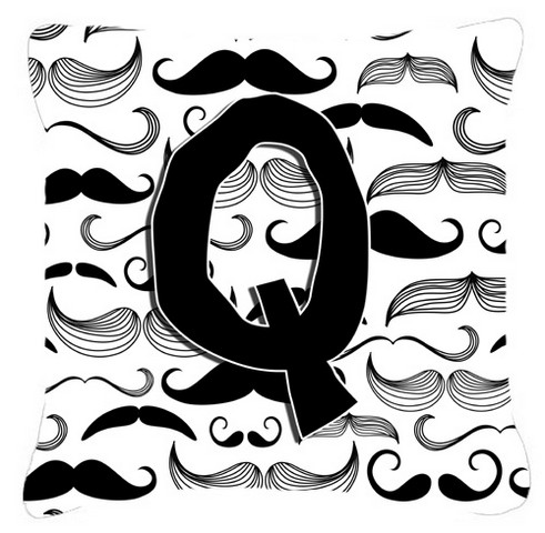 Letter Q Moustache Initial Canvas Fabric Decorative Pillow