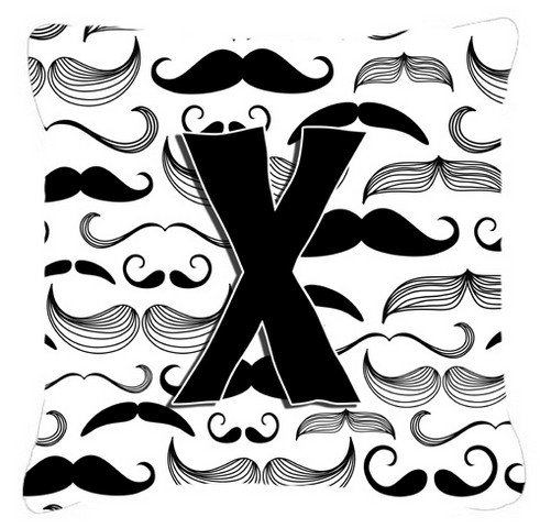 Letter X Moustache Initial Canvas Fabric Decorative Pillow