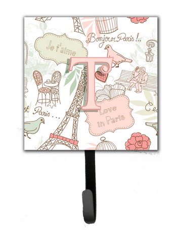 CJ2002-TSH4 Letter T Love In Paris Pink Leash & Key Holder