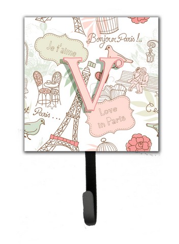 CJ2002-VSH4 Letter V Love In Paris Pink Leash & Key Holder