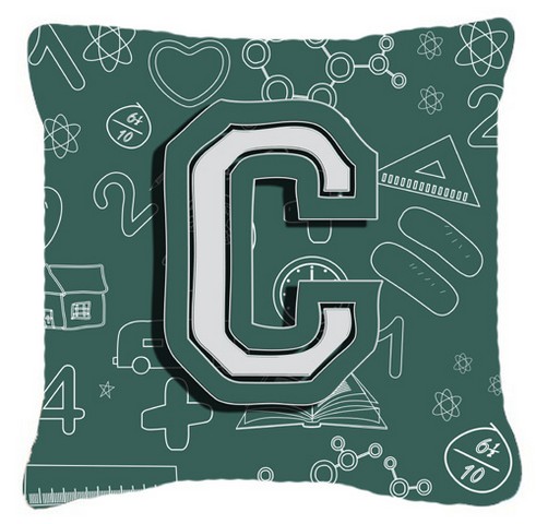 Letter C Back To School Initial Canvas Fabric Decorative Pillow