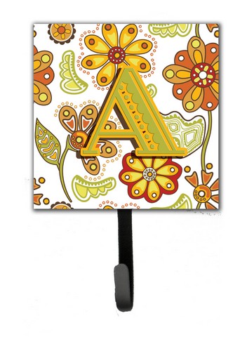 CJ2003-ASH4 Letter A Floral Mustard And Green Leash & Key Holder
