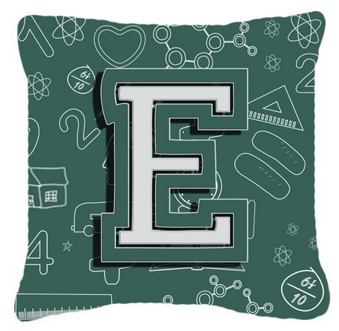 Letter E Back To School Initial Canvas Fabric Decorative Pillow
