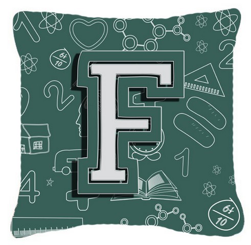 Letter F Back To School Initial Canvas Fabric Decorative Pillow