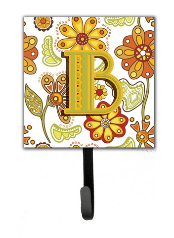 Letter B Floral Mustard And Green Leash & Key Holder