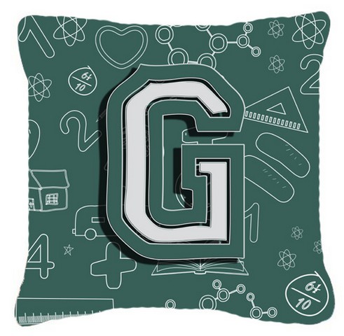 Letter G Back To School Initial Canvas Fabric Decorative Pillow