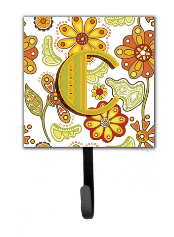 CJ2003-CSH4 Letter C Floral Mustard And Green Leash & Key Holder