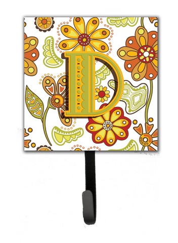 Letter D Floral Mustard And Green Leash & Key Holder