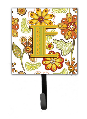 CJ2003-ESH4 Letter E Floral Mustard And Green Leash & Key Holder