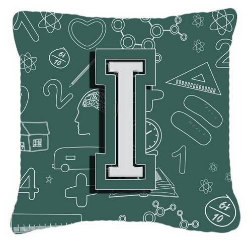 Letter I Back To School Initial Canvas Fabric Decorative Pillow
