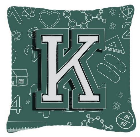 Letter K Back To School Initial Canvas Fabric Decorative Pillow