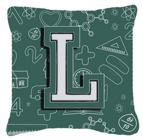 Letter L Back To School Initial Canvas Fabric Decorative Pillow