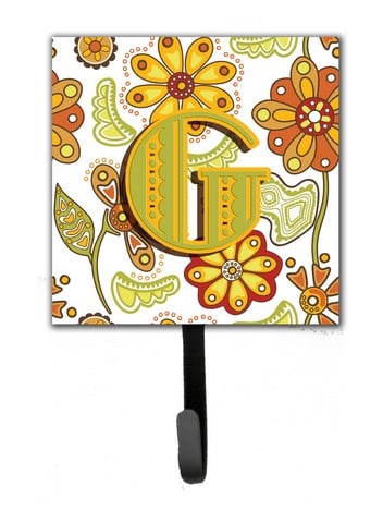 Letter G Floral Mustard And Green Leash & Key Holder