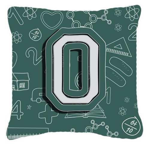 Letter O Back To School Initial Canvas Fabric Decorative Pillow