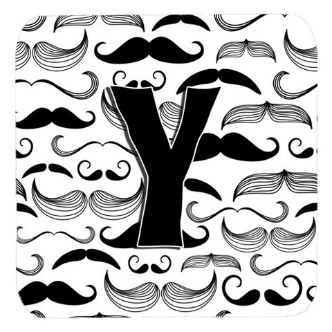 Letter Y Moustache Initial Foam Coasters- Set Of 4