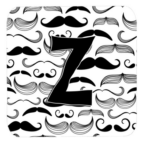 Letter Z Moustache Initial Foam Coasters, Set Of 4