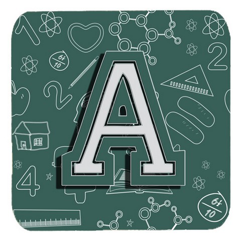 CJ2010-AFC Letter A Back To School Initial Foam Coasters- Set Of 4
