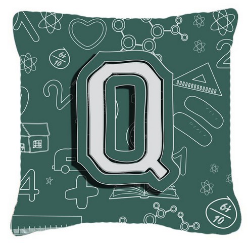 Letter Q Back To School Initial Canvas Fabric Decorative Pillow