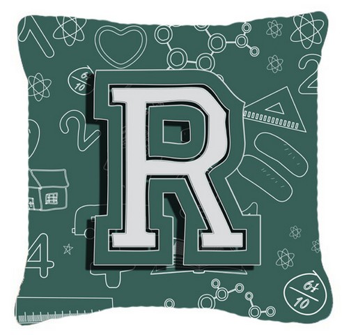 Letter R Back To School Initial Canvas Fabric Decorative Pillow