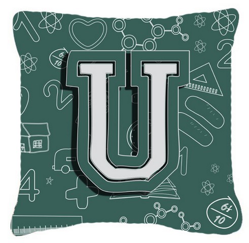 Letter U Back To School Initial Canvas Fabric Decorative Pillow