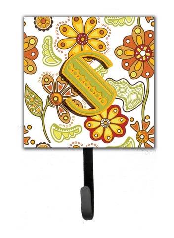 CJ2003-SSH4 Letter S Floral Mustard And Green Leash & Key Holder