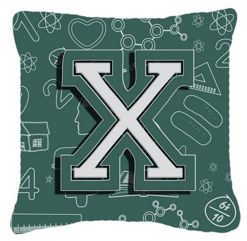 Letter X Back To School Initial Canvas Fabric Decorative Pillow