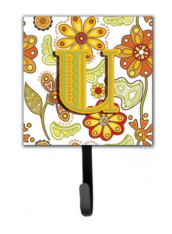 CJ2003-USH4 Letter U Floral Mustard And Green Leash & Key Holder