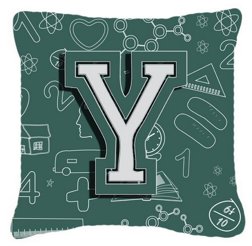 Letter Y Back To School Initial Canvas Fabric Decorative Pillow