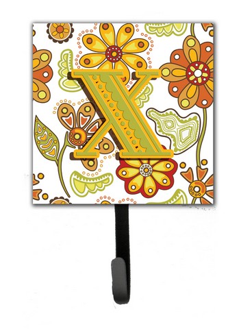 Letter X Floral Mustard And Green Leash & Key Holder