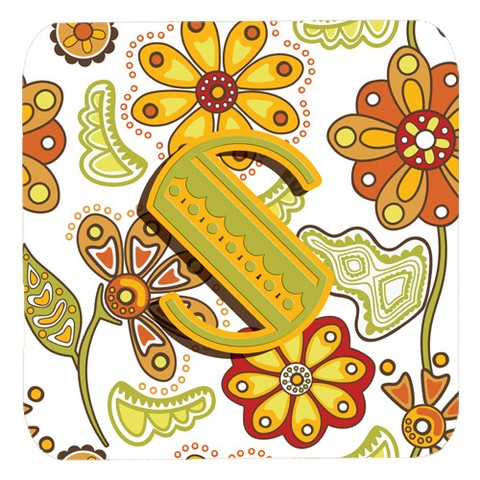 Letter S Floral Mustard And Green Foam Coasters