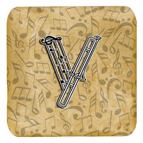 Letter V Musical Instrument Alphabet Foam Coasters, Set Of 4