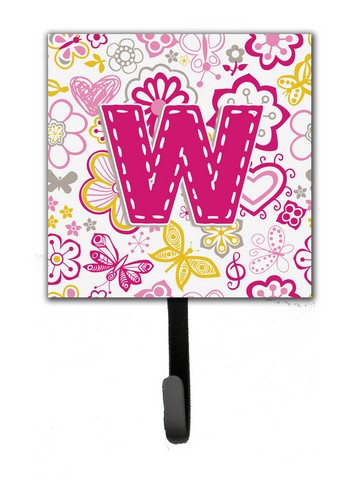 Letter W Flowers And Butterflies Pink Leash & Key Holder