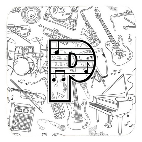 CJ2007-PFC Letter P Musical Note Letters Foam Coasters- Set Of 4