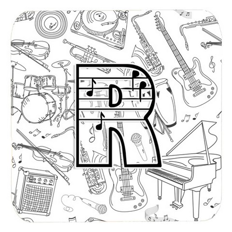 CJ2007-RFC Letter R Musical Note Letters Foam Coasters- Set Of 4