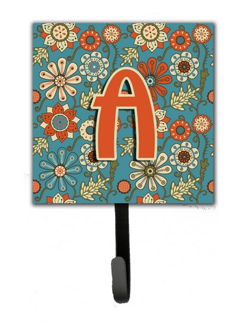 Picture of Carolines Treasures CJ2012-ASH4 Letter A Flowers Retro Blue Leash & Key Holder