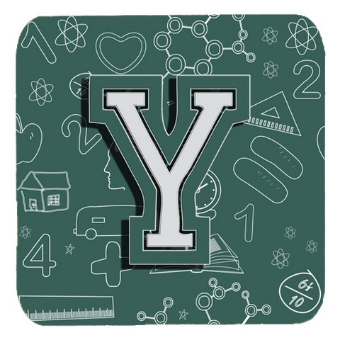 CJ2010-YFC Letter Y Back To School Initial Foam Coasters- Set Of 4