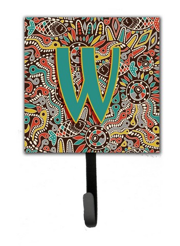 CJ2013-WSH4 Letter W Retro Tribal Alphabet Initial Leash & Key Holder