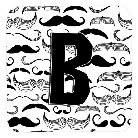 Letter B Moustache Initial Foam Coasters, Set Of 4