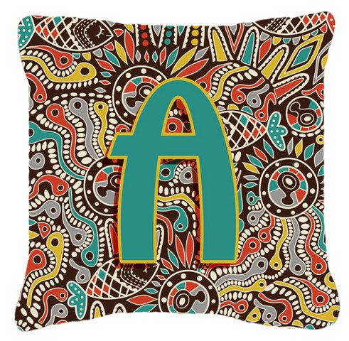 Letter A Retro Tribal Alphabet Initial Canvas Fabric Decorative Pillow
