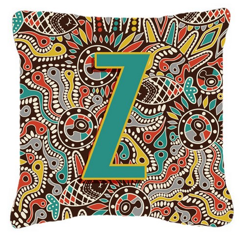 Letter Z Retro Tribal Alphabet Initial Canvas Fabric Decorative Pillow
