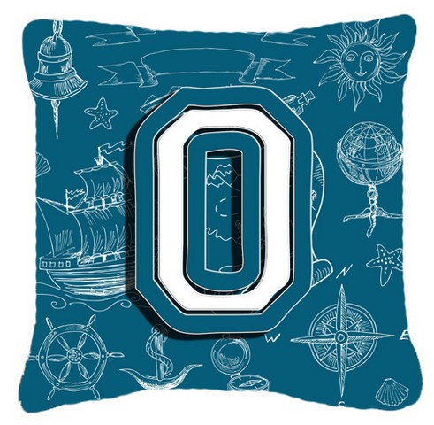 Letter O Sea Doodles Initial Alphabet Canvas Fabric Decorative Pillow