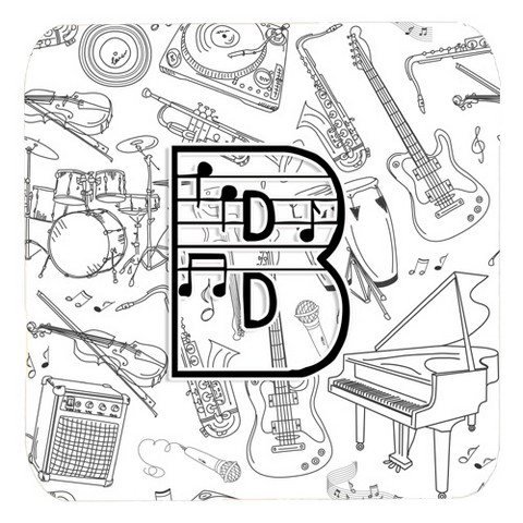 CJ2007-BFC Letter B Musical Note Letters Foam Coasters- Set Of 4