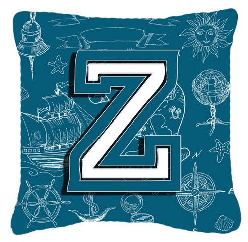 Letter Z Sea Doodles Initial Alphabet Canvas Fabric Decorative Pillow