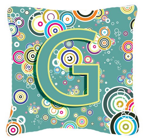 Letter G Circle Circle Teal Initial Alphabet Canvas Fabric Decorative Pillow