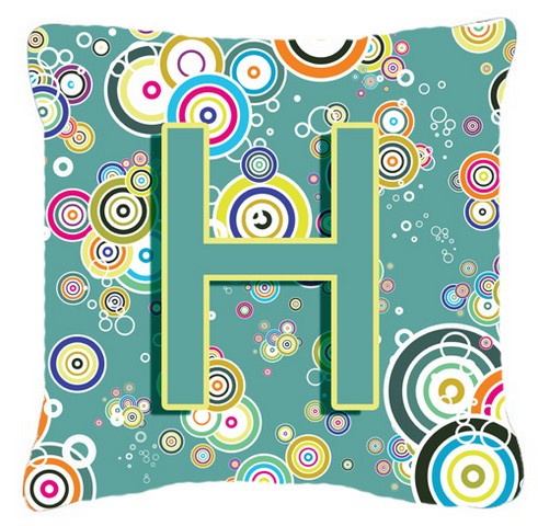 Letter H Circle Circle Teal Initial Alphabet Canvas Fabric Decorative Pillow